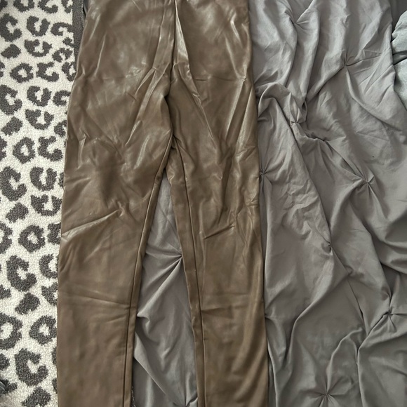 Aqua Pants - Brown Faux Leather Pants